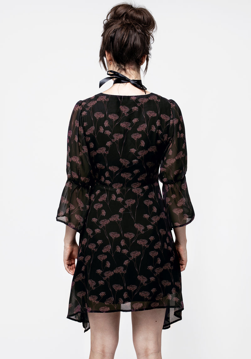 Judas V-Ausschnitt Flöte Ärmel Mini Hemd Kleid