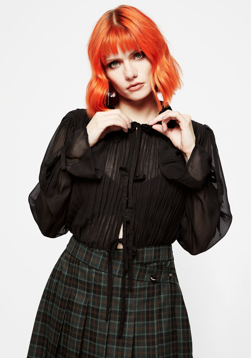 Evelyn Transparent Rüsche Bluse