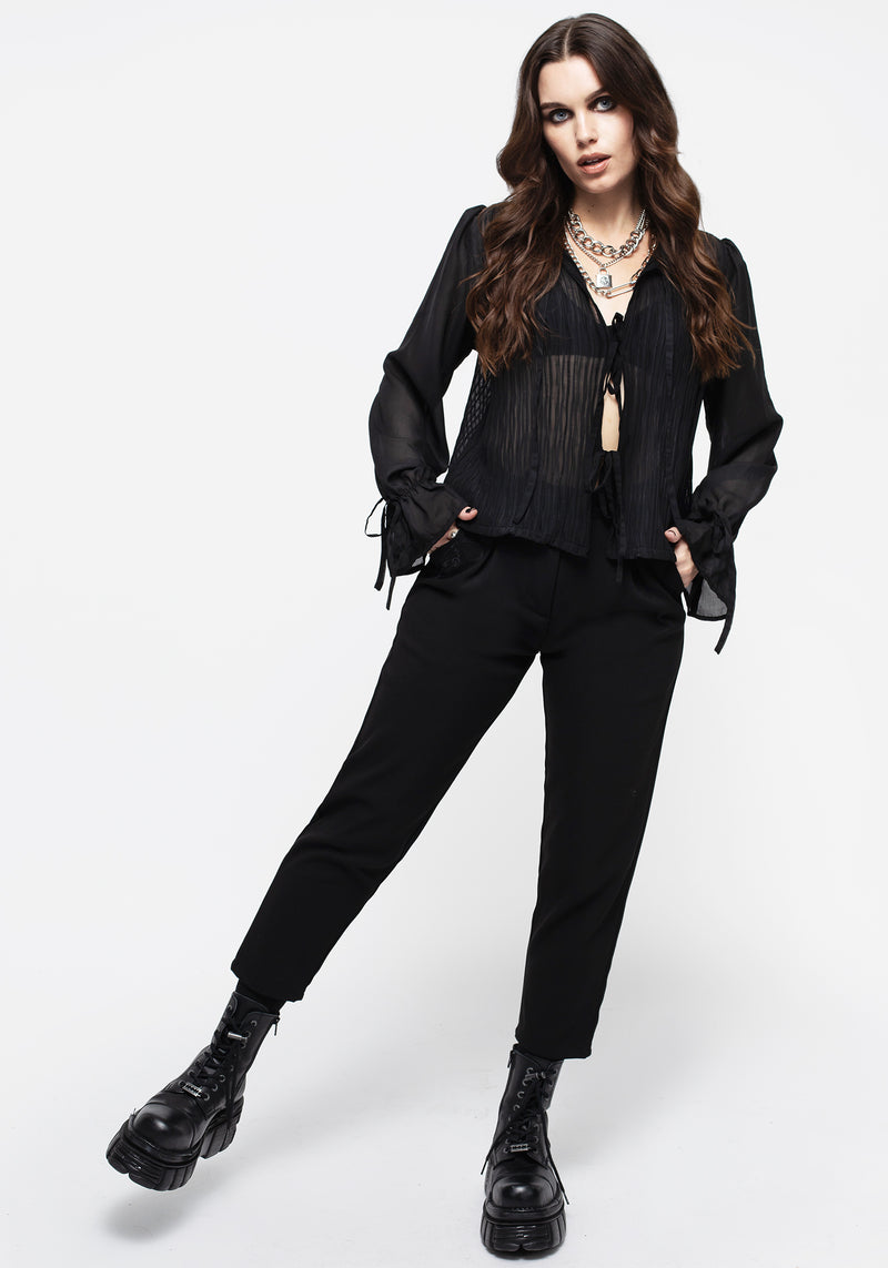 Evelyn Transparent Rüsche Bluse