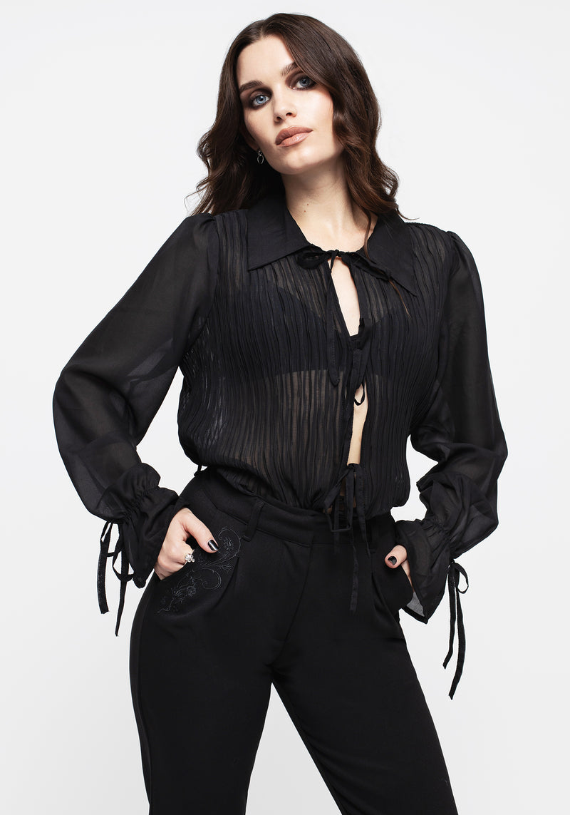 Evelyn Transparent Rüsche Bluse