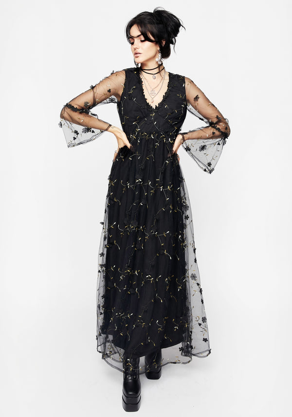 Chrysanthi Applikation Maxi Kleid