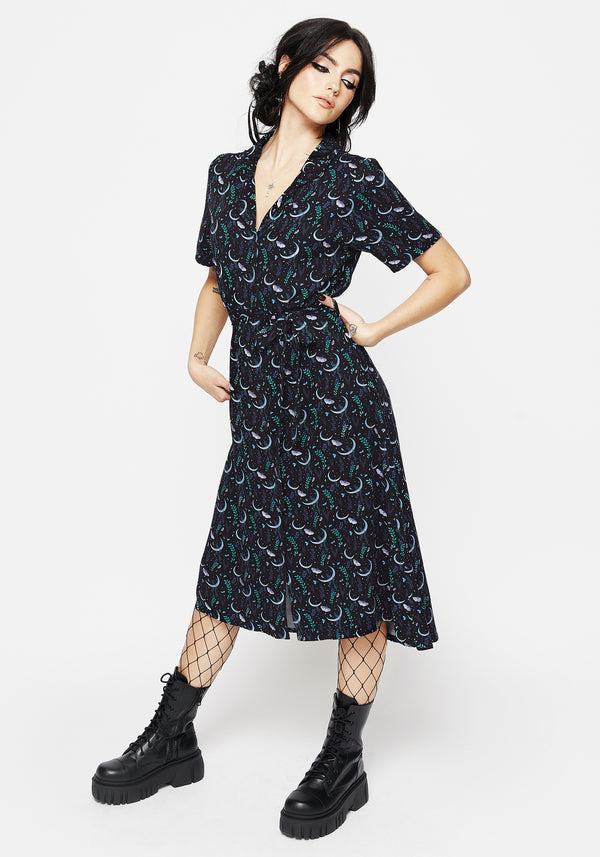Diana Mond Motte Midi Hemd Kleid