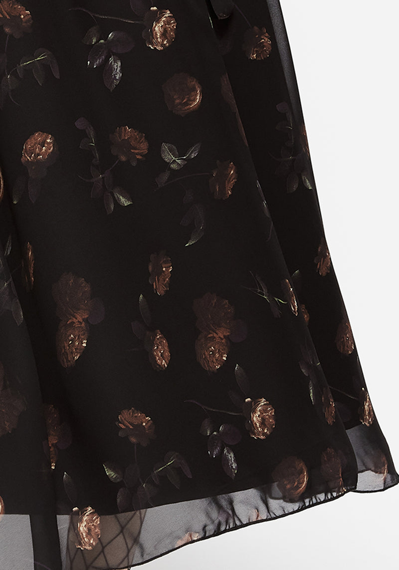 Monica Blumenmuster Chiffon Midi Rock
