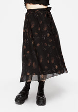 Monica Blumenmuster Chiffon Midi Rock