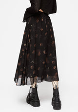 Monica Blumenmuster Chiffon Midi Rock
