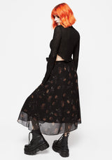 Monica Blumenmuster Chiffon Midi Rock
