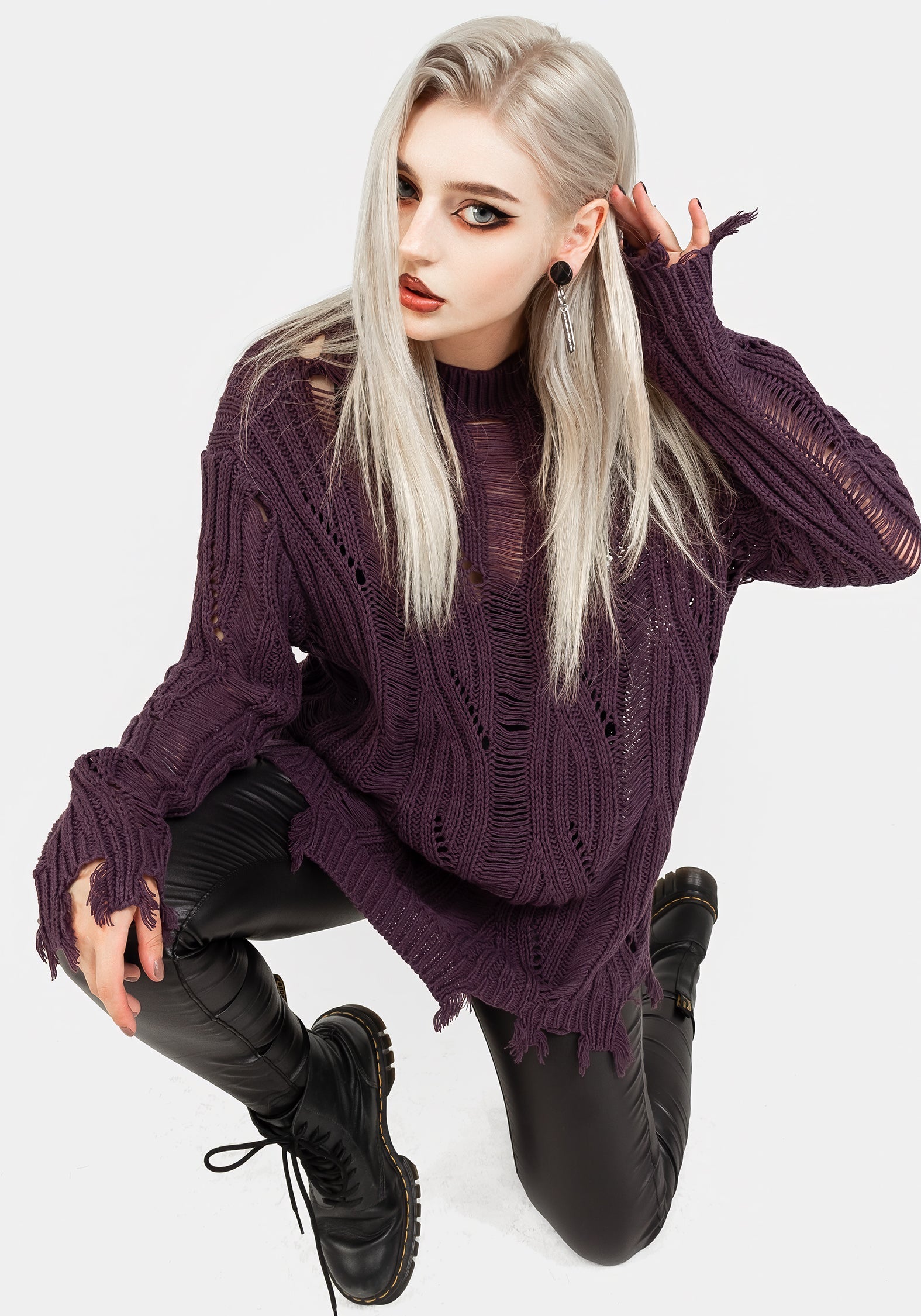 Dayglo Locker Gestrickt Pullover In Lavender Mist