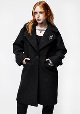 Gorgon Bouclé Oversize Mantel Mit Schlange Brosche -