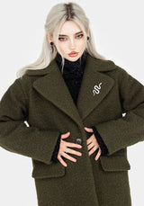 Gorgon Bouclé Oversize Mantel Mit Schlange Brosche -