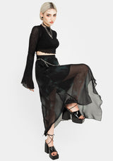 Lichen Chiffon Midaxi-Kleid Rock Mit Gürtel