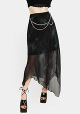 Lichen Chiffon Midaxi-Kleid Rock Mit Gürtel