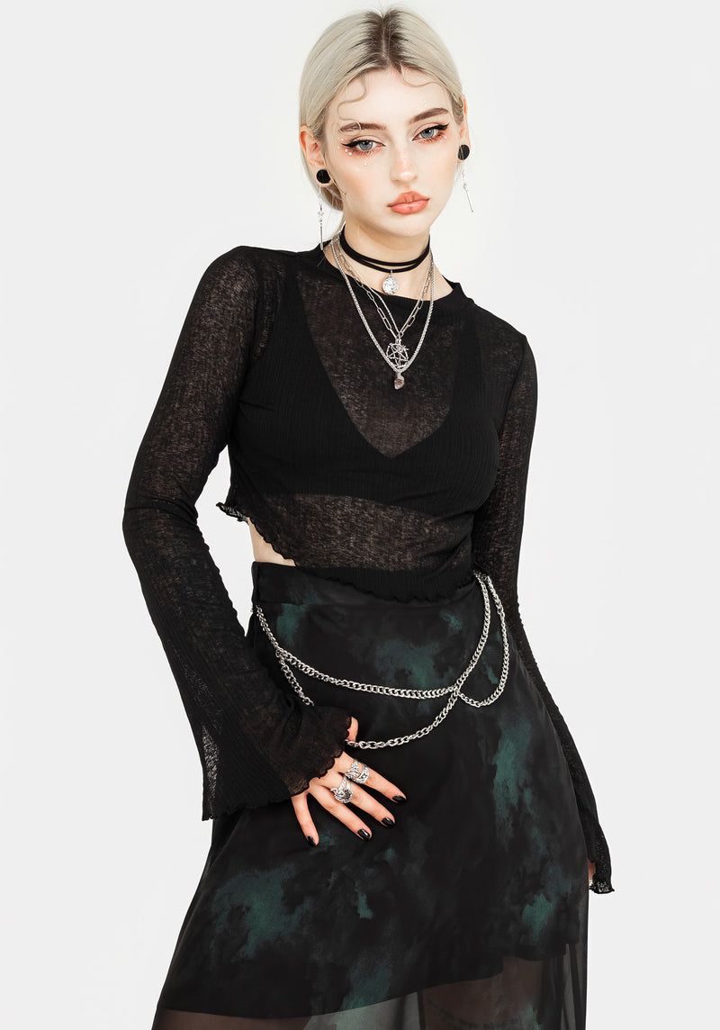 Lichen Chiffon Midaxi-Kleid Rock Mit Gürtel