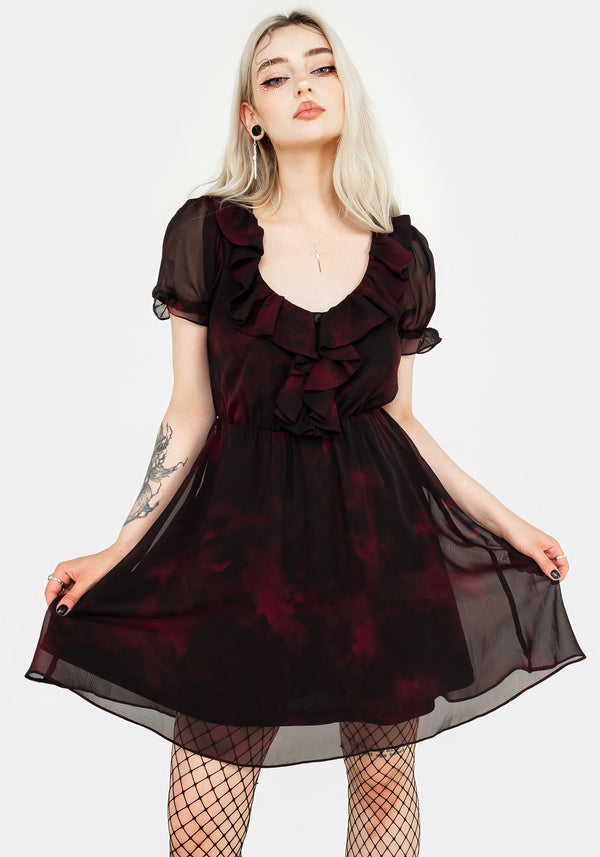 Vesta Chiffon Rüsche Mini Kleid