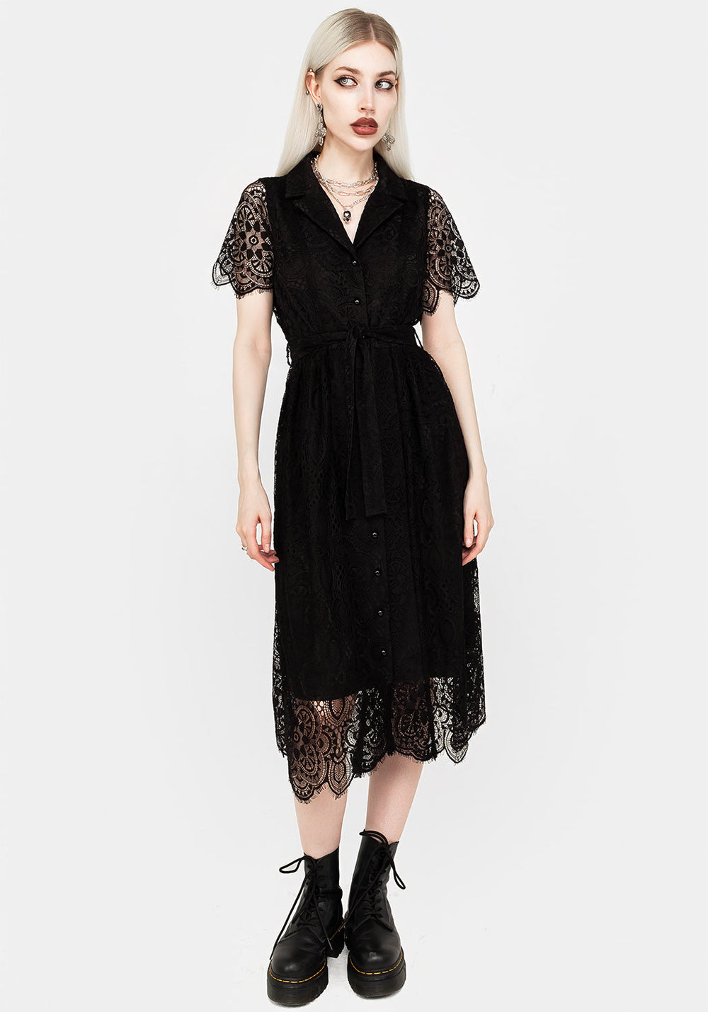 Disturbia | Martyr Collar Lace Midi Shirt Dress | Dresses Disturbia | Martyr Collar Lace Midi Shirt Dress | Dresses