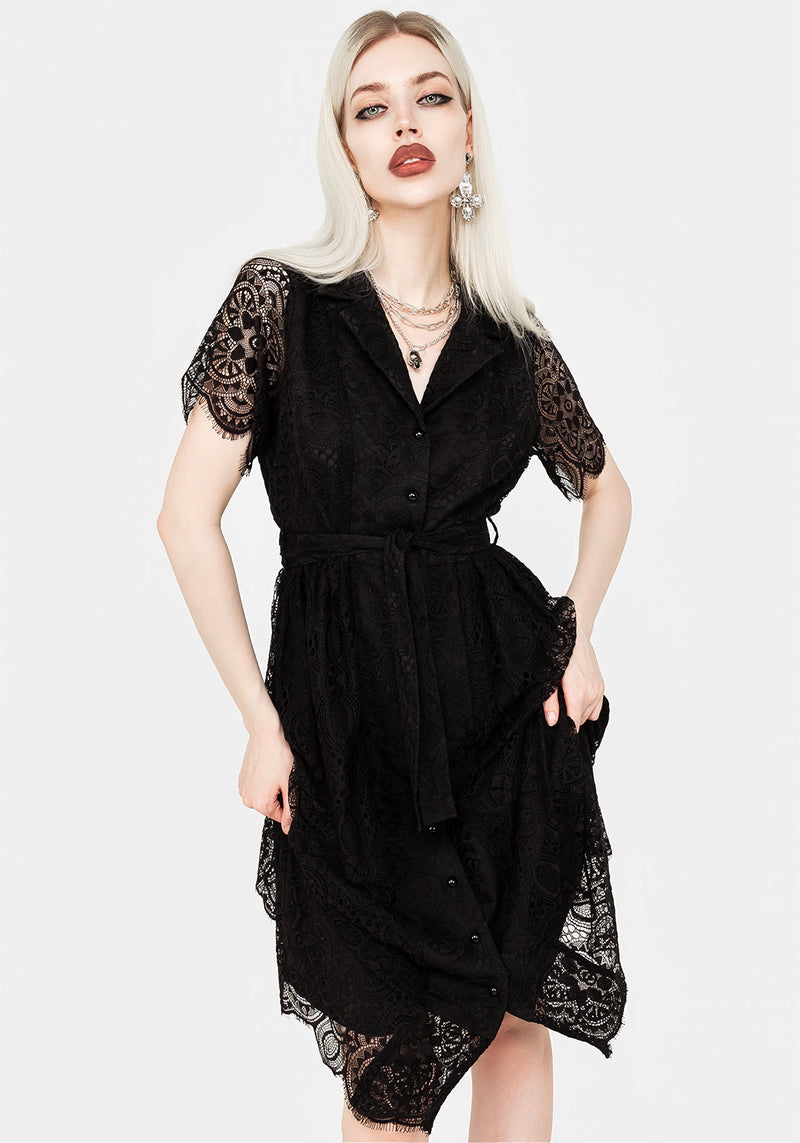 Disturbia | Martyr Collar Lace Midi Shirt Dress Disturbia | Martyr Collar Lace Midi Shirt Dress