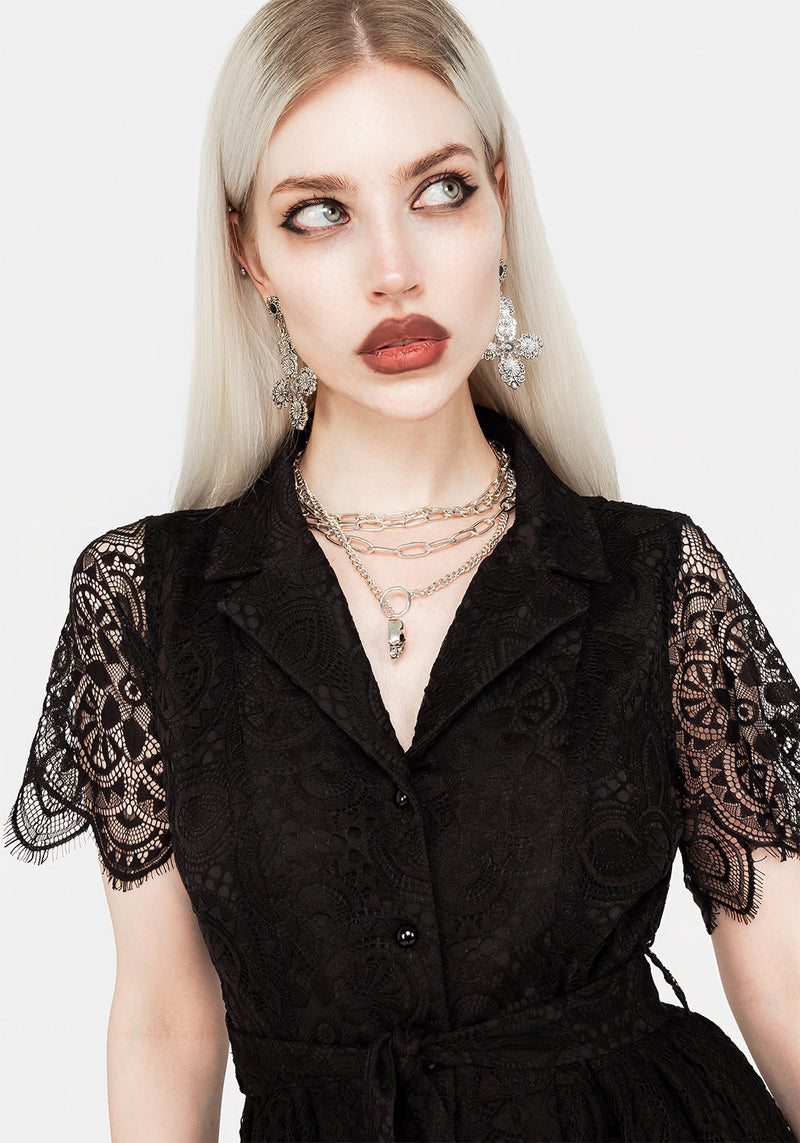 Disturbia | Martyr Collar Lace Midi Shirt Dress | Dresses Disturbia | Martyr Collar Lace Midi Shirt Dress | Dresses