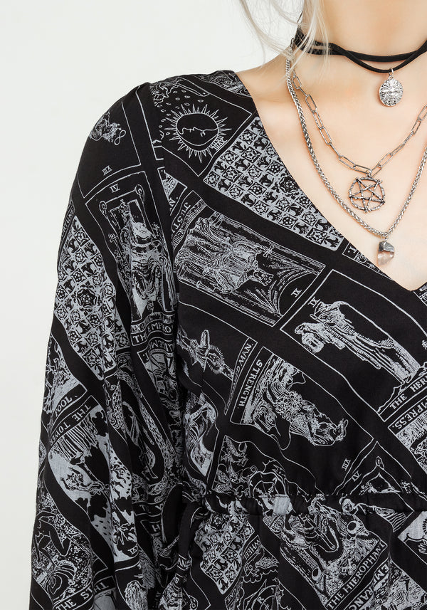 Cartomancy Gerafft Drawstring Bluse