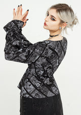 Cartomancy Gerafft Drawstring Bluse