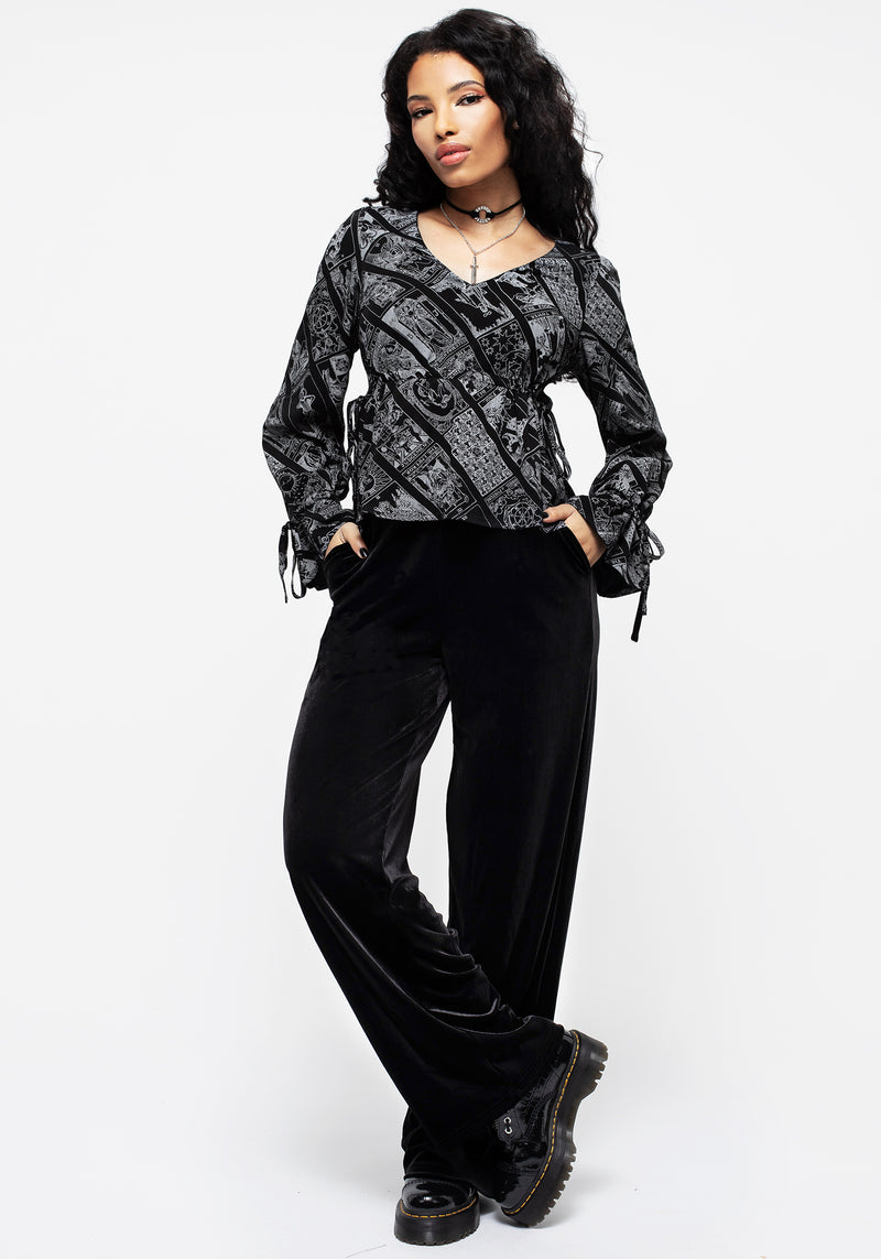 Cartomancy Gerafft Drawstring Bluse