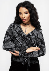 Cartomancy Gerafft Drawstring Bluse