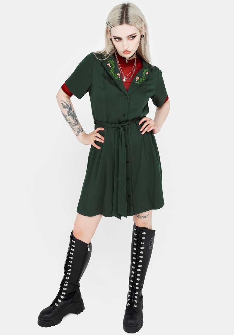 Fable Knopf Hoch Mini Hemd Kleid