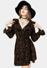 Monstera Rüsche Wickel Mini Kleid