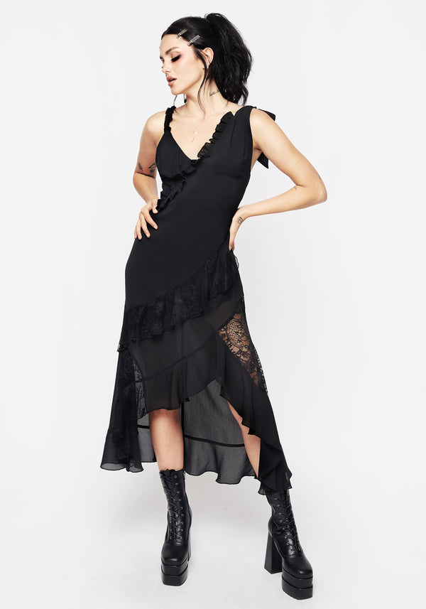 Marishka Spitze Gepaneelt Hoch Low Kleid