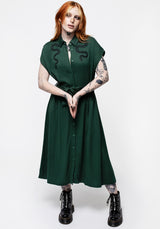 Slither Locker Midi Hemd Kleid - Grün