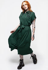 Slither Locker Midi Hemd Kleid - Grün