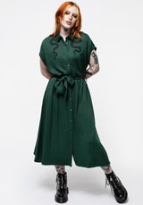 Slither Locker Midi Hemd Kleid - Grün