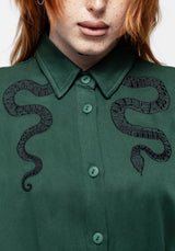 Slither Locker Midi Hemd Kleid - Grün