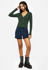 Surcantine Rib Button Up Long Sleeve Top