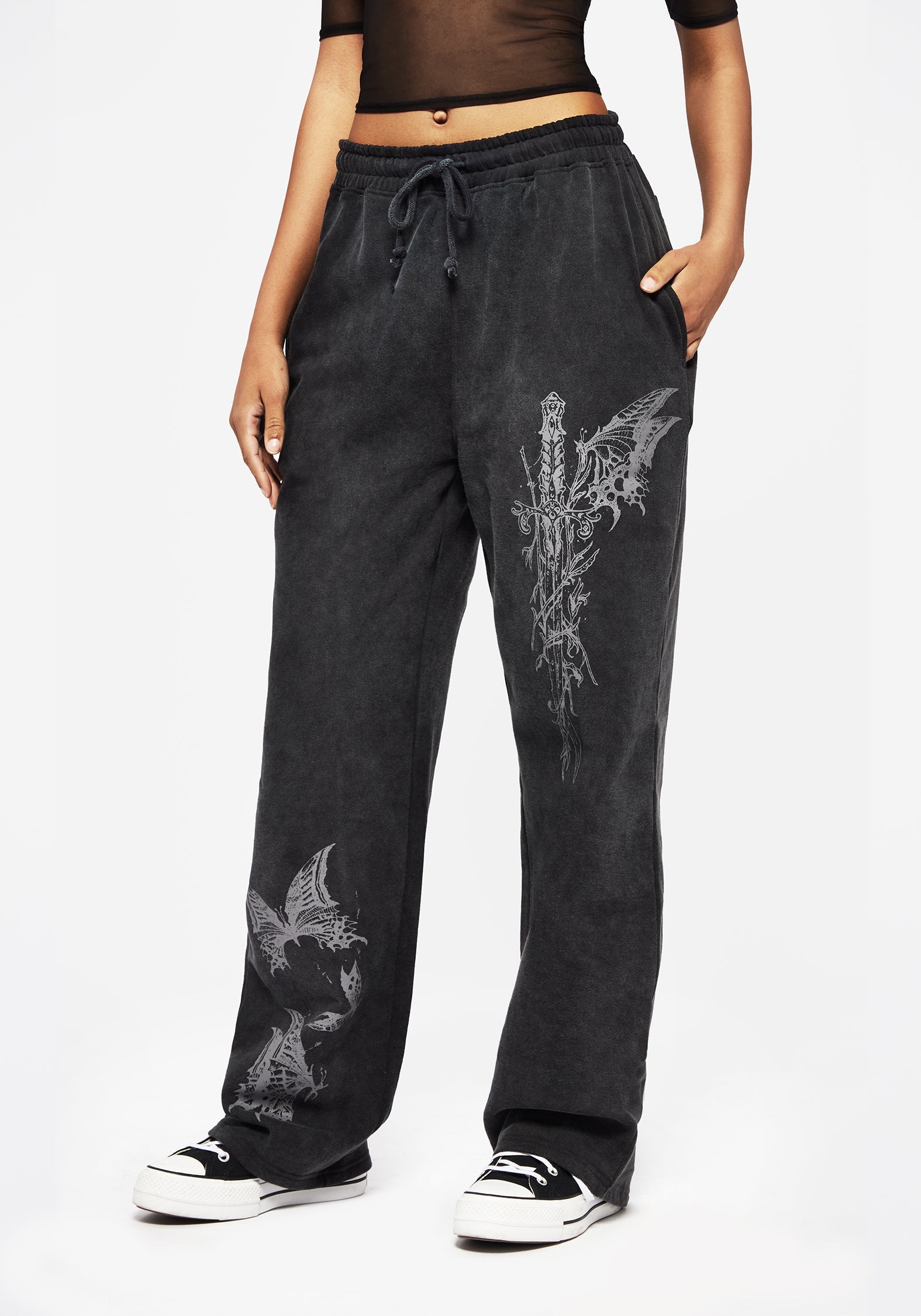 Entwined Rose Grafik Druck Schmal Zulaufend Jogginghose
