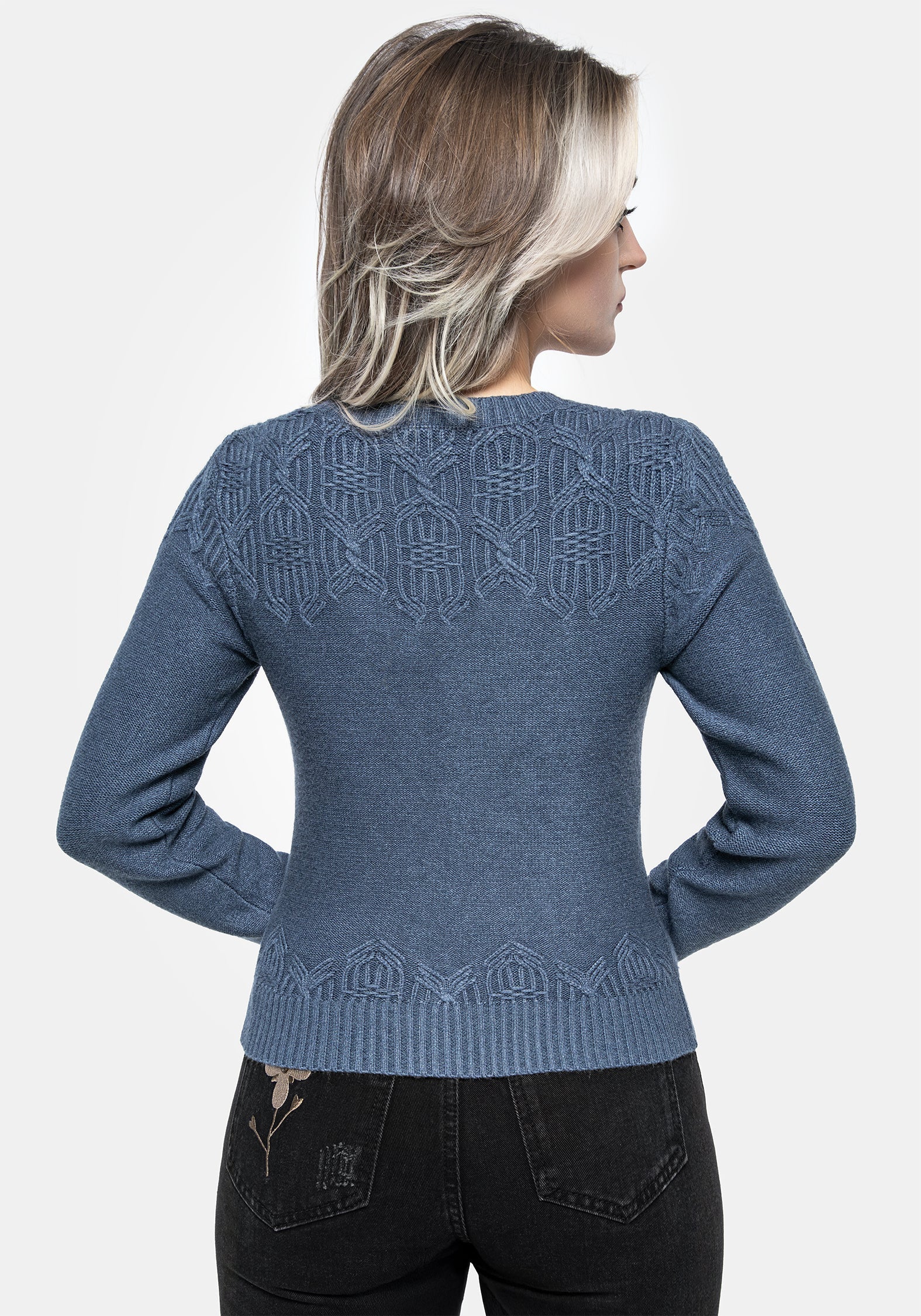 Selenia Motte Bestickt Zopf Twist Gestrickt Cardigan