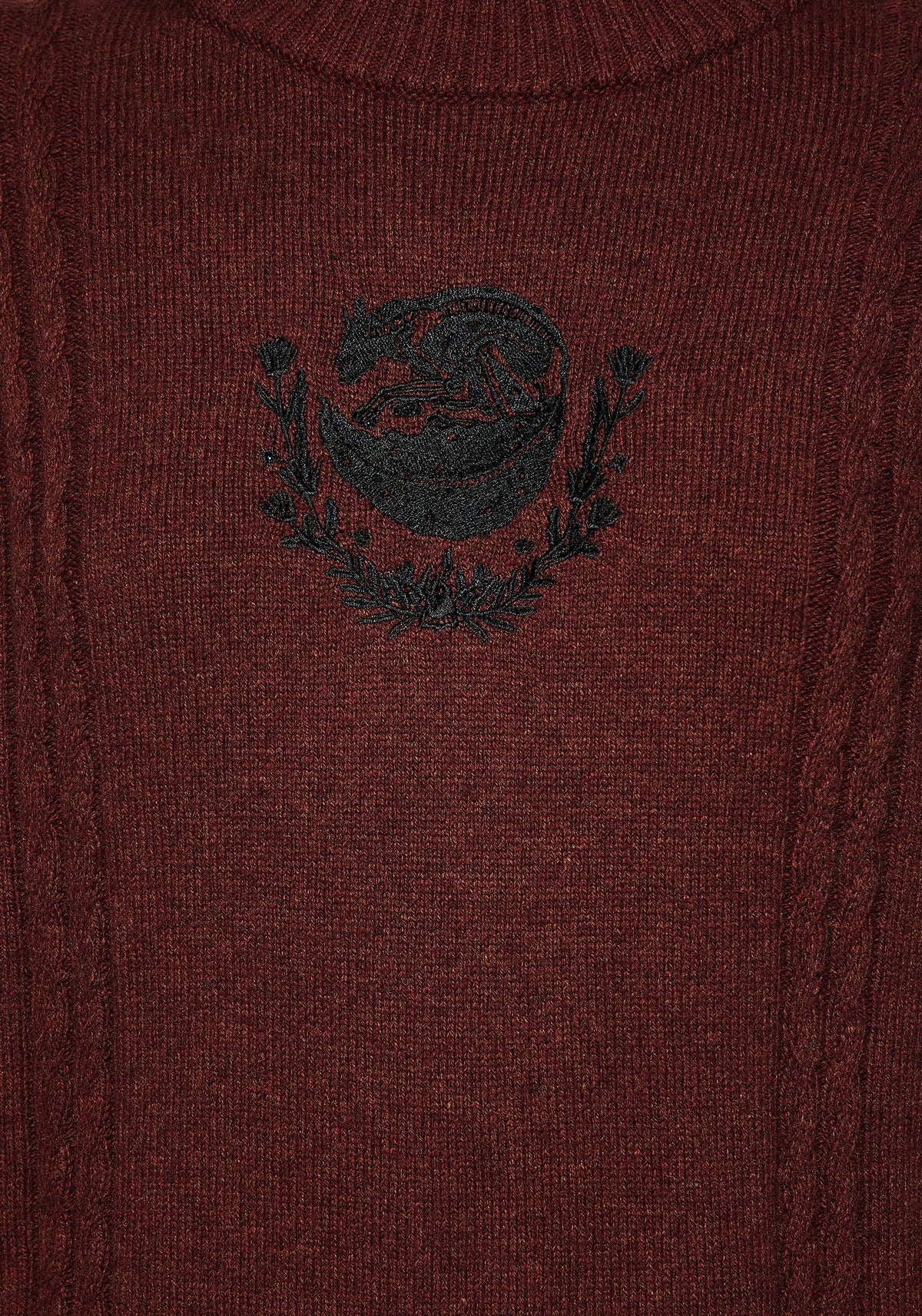 Foxfire Bestickt Zopf Gestrickt Pullover