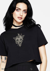 Hawkmoth Graphic Print Boxy Crop Tee