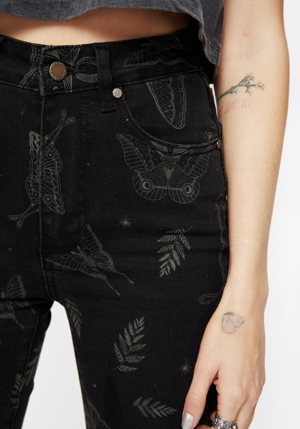 Callopistria Motte Druck Denim Schmal Jeans