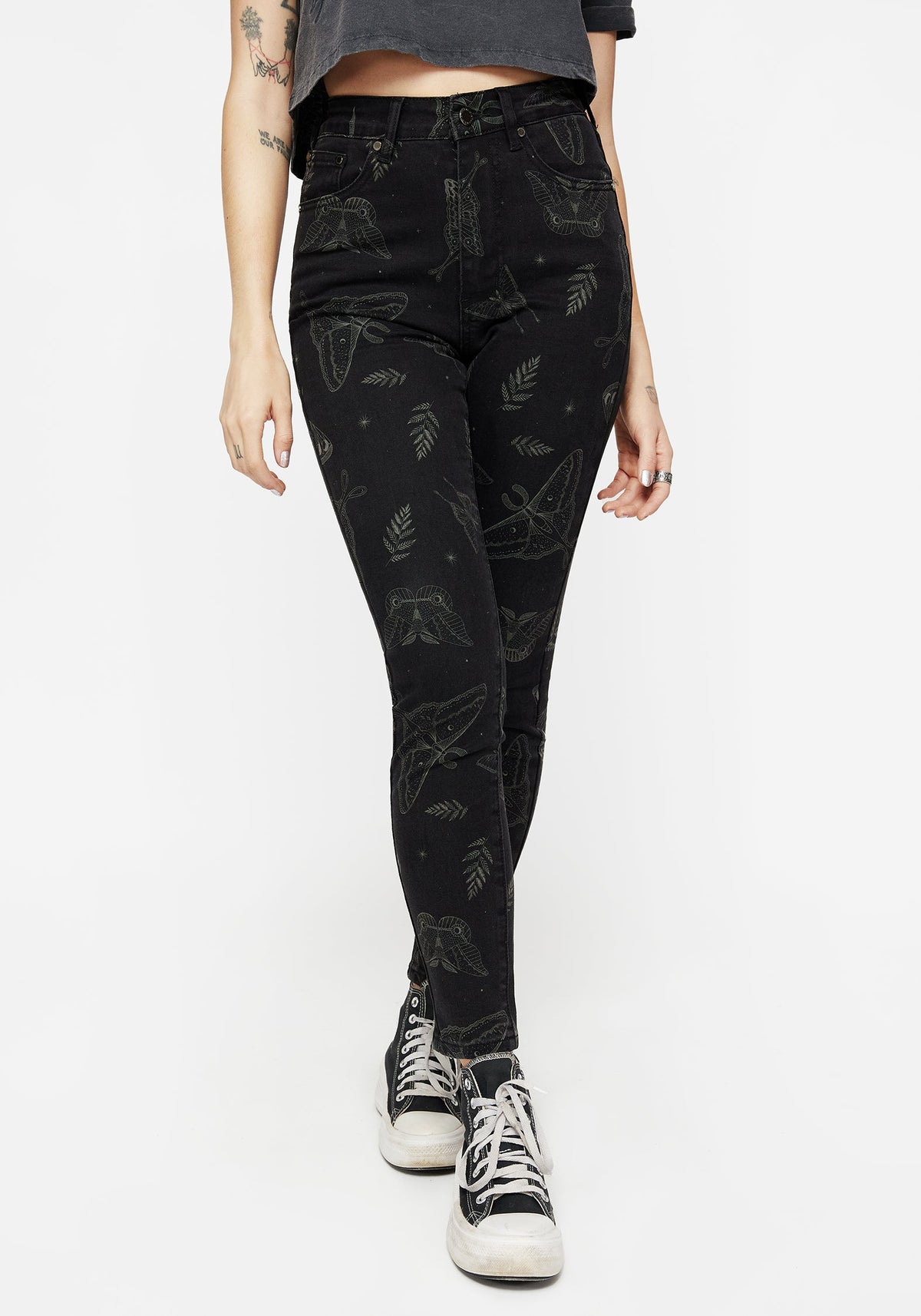 Callopistria Motte Druck Denim Schmal Jeans
