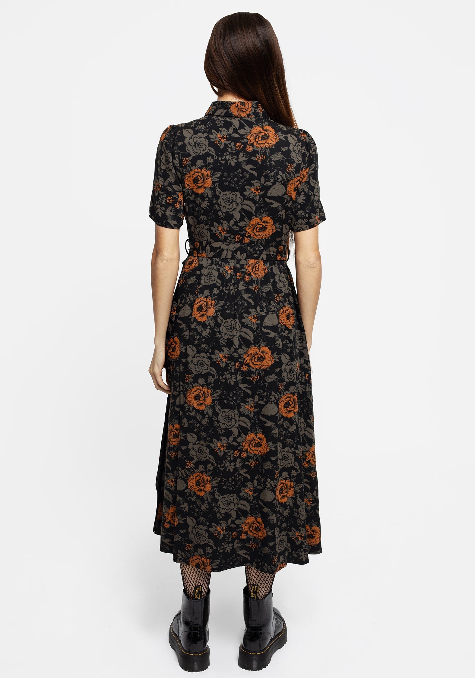 Mortify Blumenmuster Druck Midi Hemd Kleid