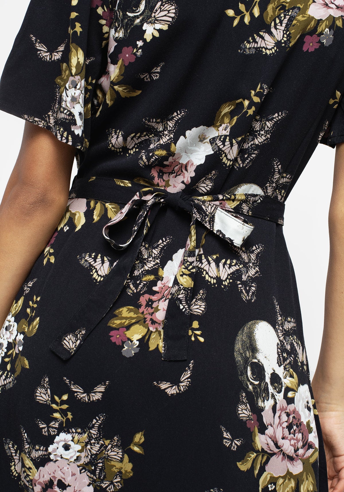 Revival Blumenmuster Knopf Hoch Midi Kleid