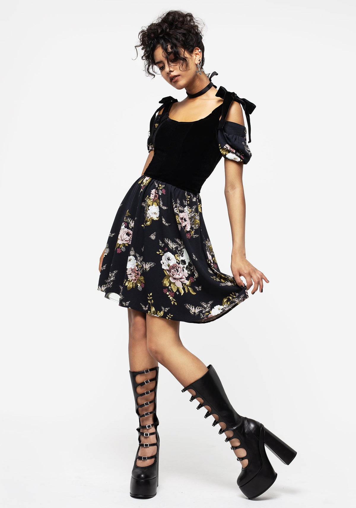 Lisette Velours Krawatte Riemen Korsett Top