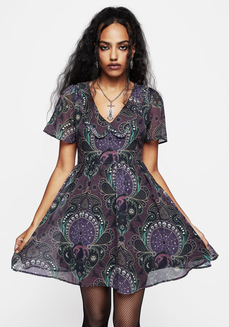 Clarette Chiffon Frill Collar Mini Shirt Dress – Disturbia