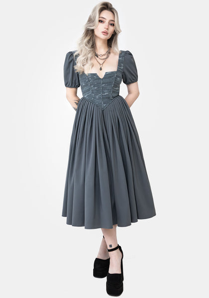 Disturbia | Slain Puff Sleeve Corset Midi Dress | Dresses