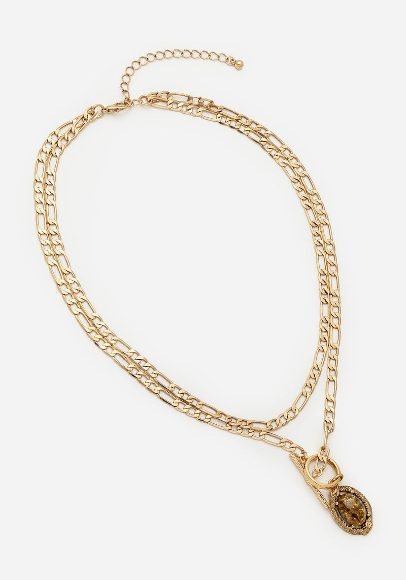 Ouroboros Grün Moss Stein Multi Kette Halskette -