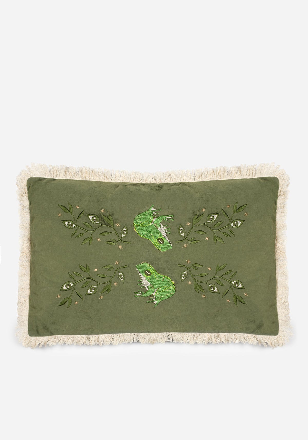 Swamplife Bestickt Velours Rectangle Fringe Kissen