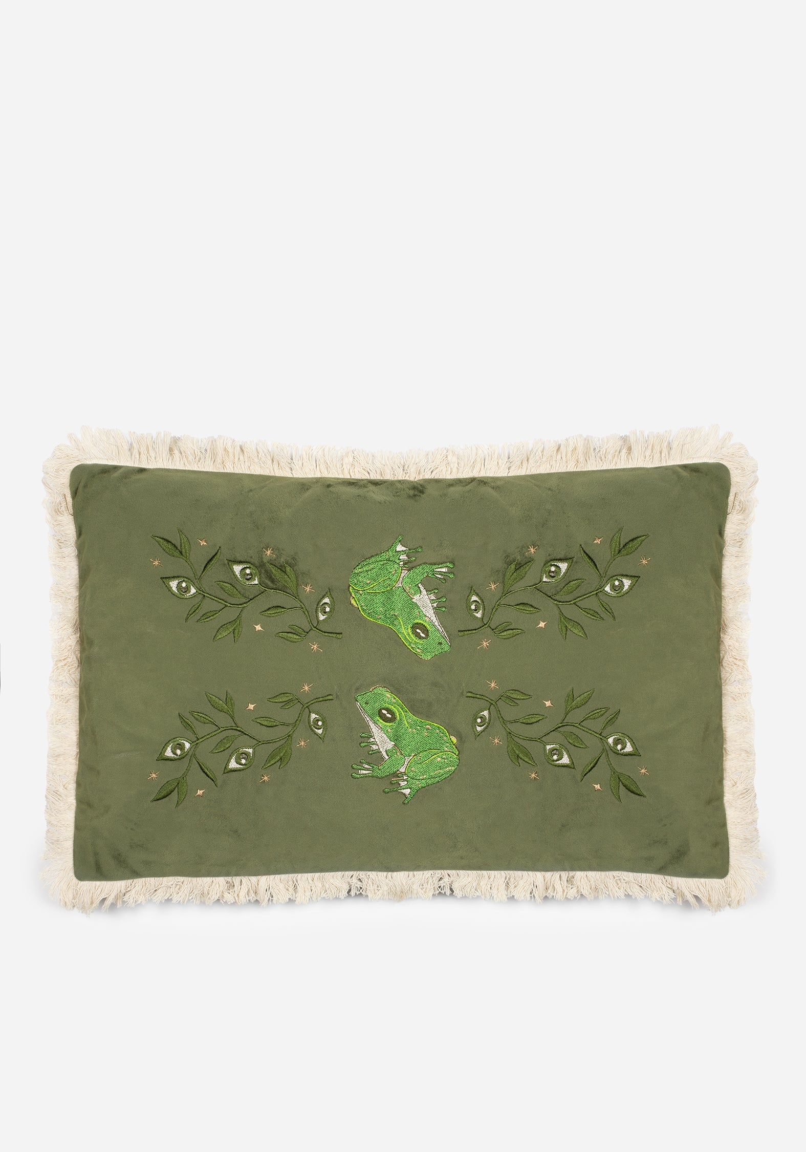 Swamplife Bestickt Velours Rectangle Fringe Kissen