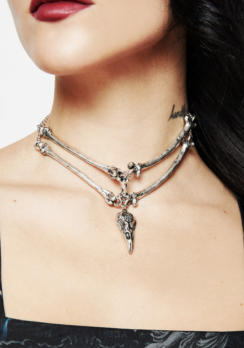 Osteomancy Rabe Schädel Halsband Halskette
