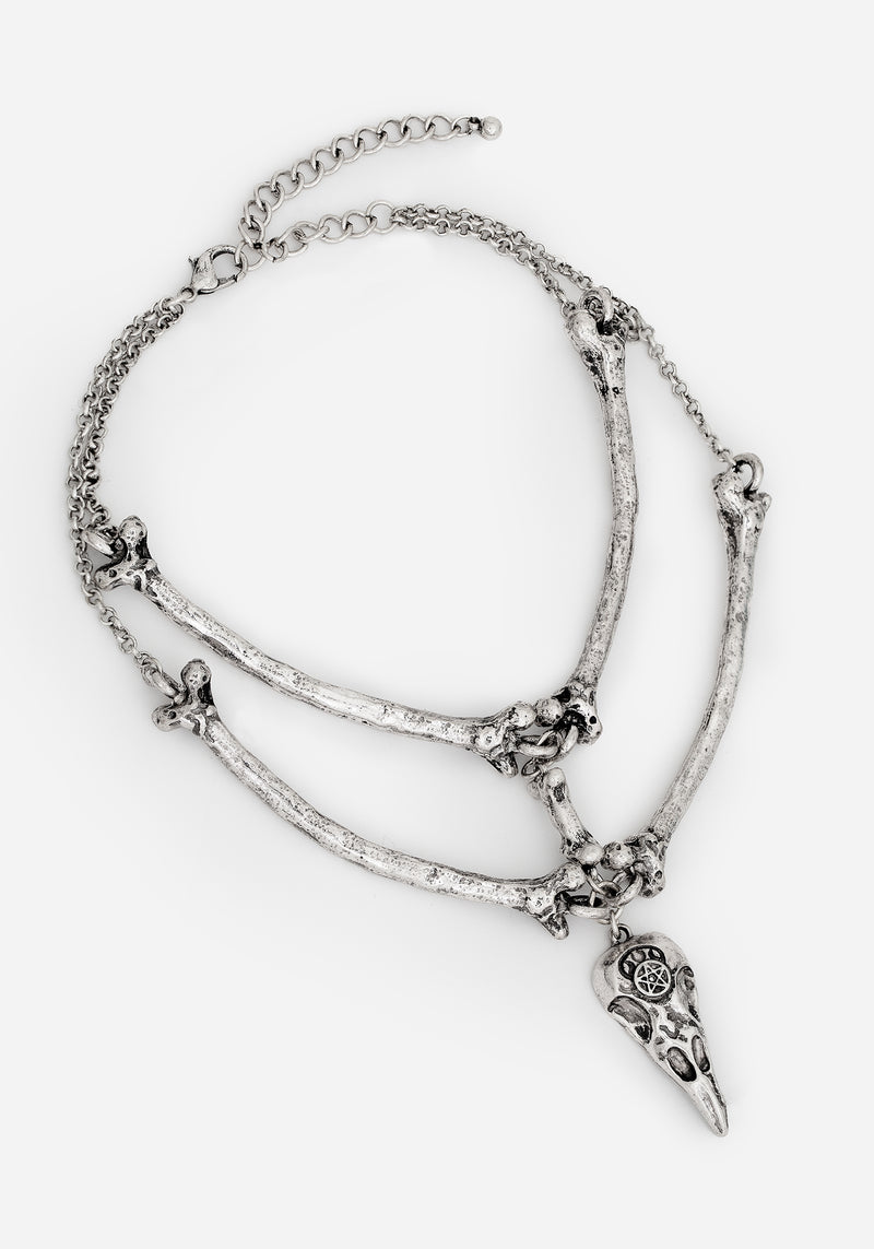 Osteomancy Rabe Schädel Halsband Halskette