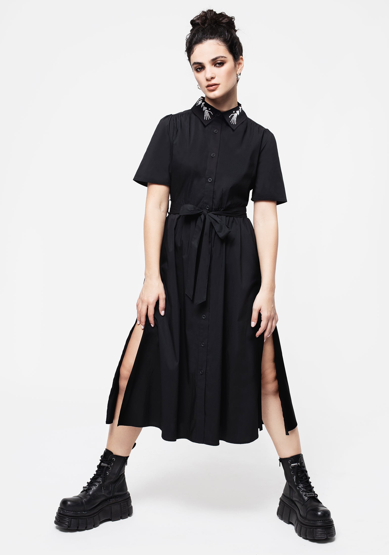 Tempora Bestickt Midi Hemd Kleid