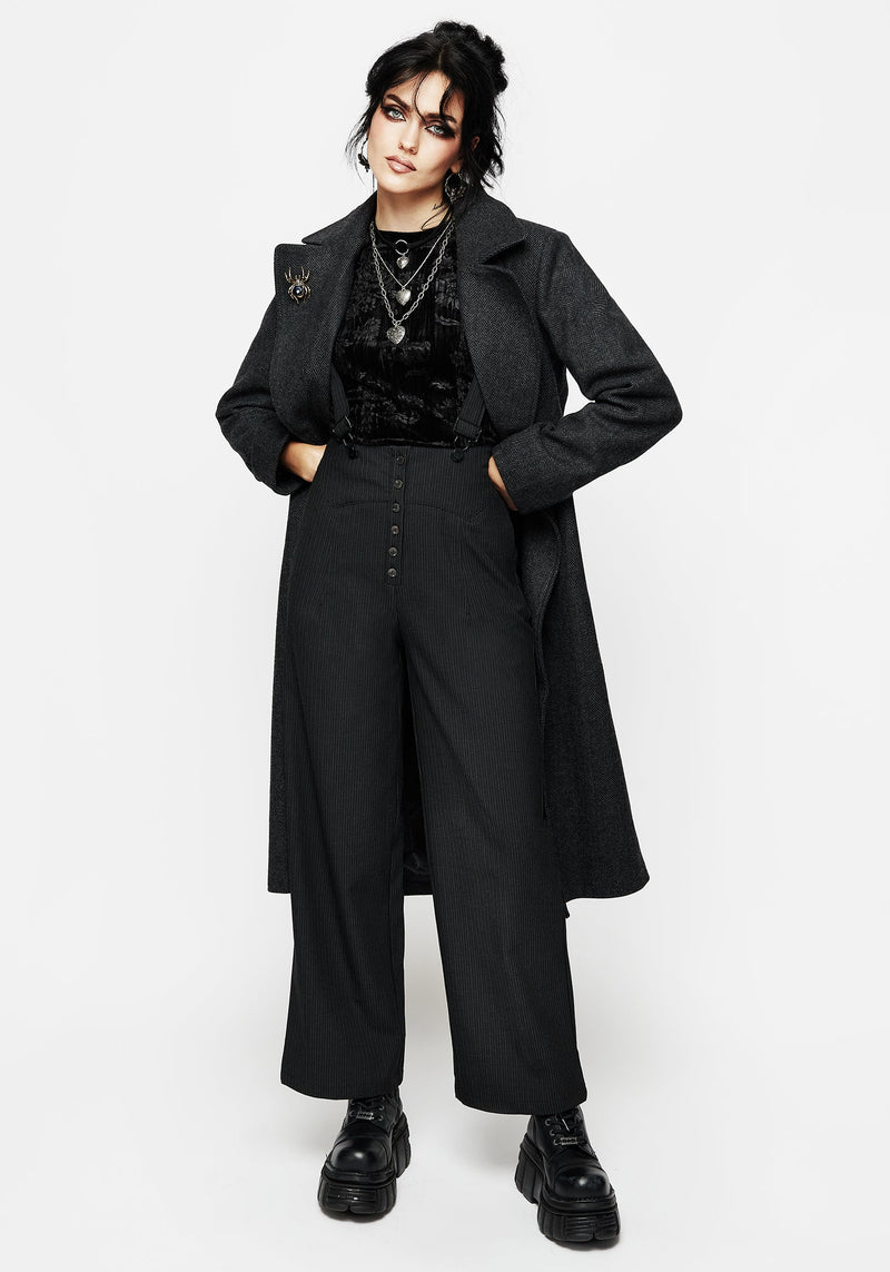 Tilda Hoch Taille Weit Bein Nadelstreifen Hosenträger Hosen